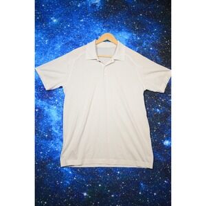 Lululemon‎ Striped Polo Shirt Mens Large White Lightweight Performance Athletic